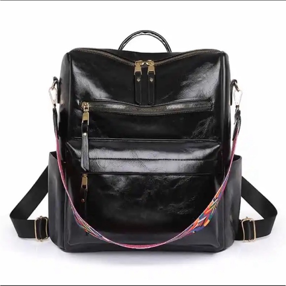 ❤️New! Black Soft Vegan Leather Boho Aztec Backpack/Travel Bag_Beautiful!! - Picture 8 of 10